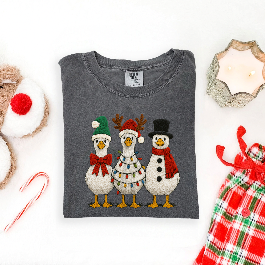 Faux Yarn Christmas Geese **DTF Transfer**