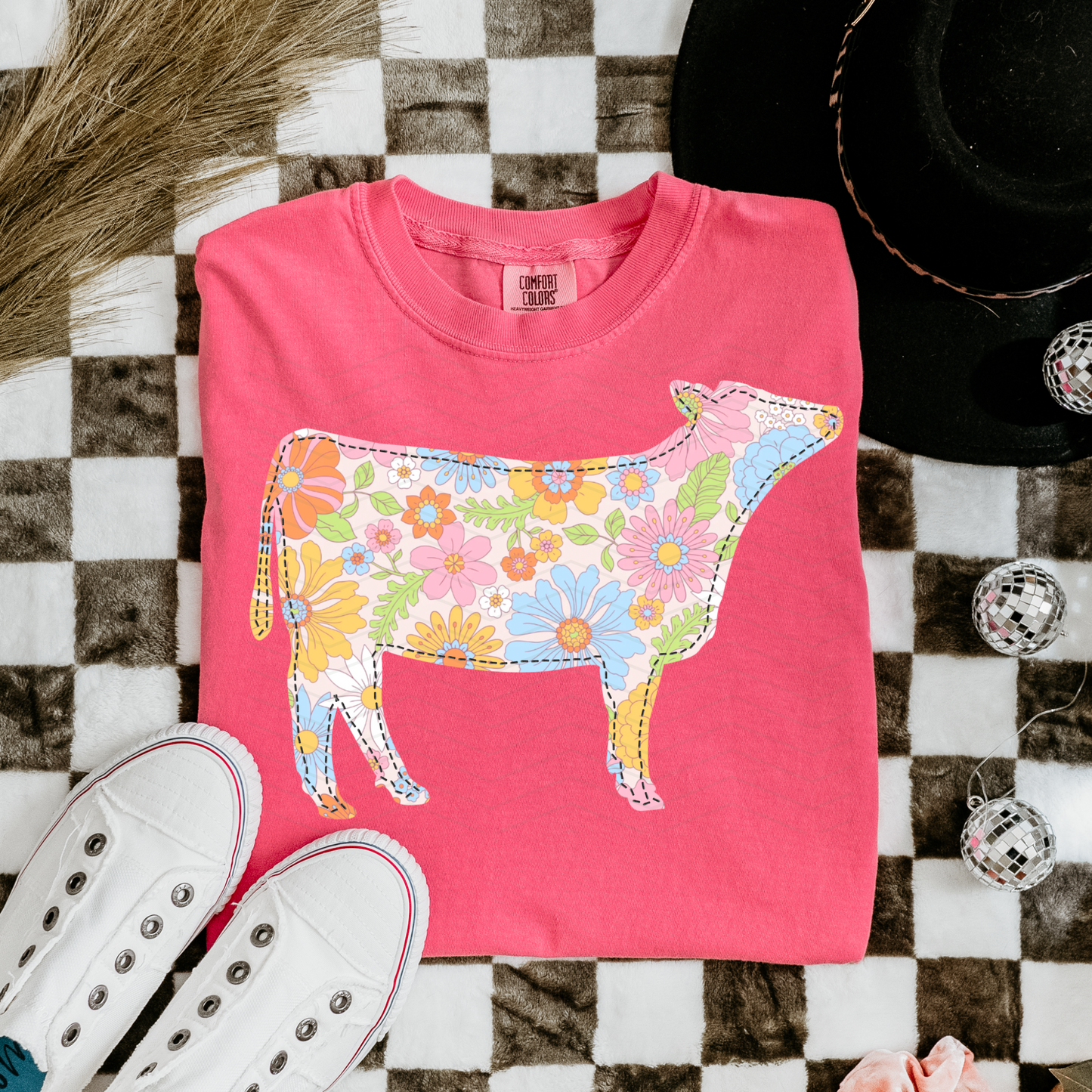 Floral Patchwork Cow **DTF Transfer**