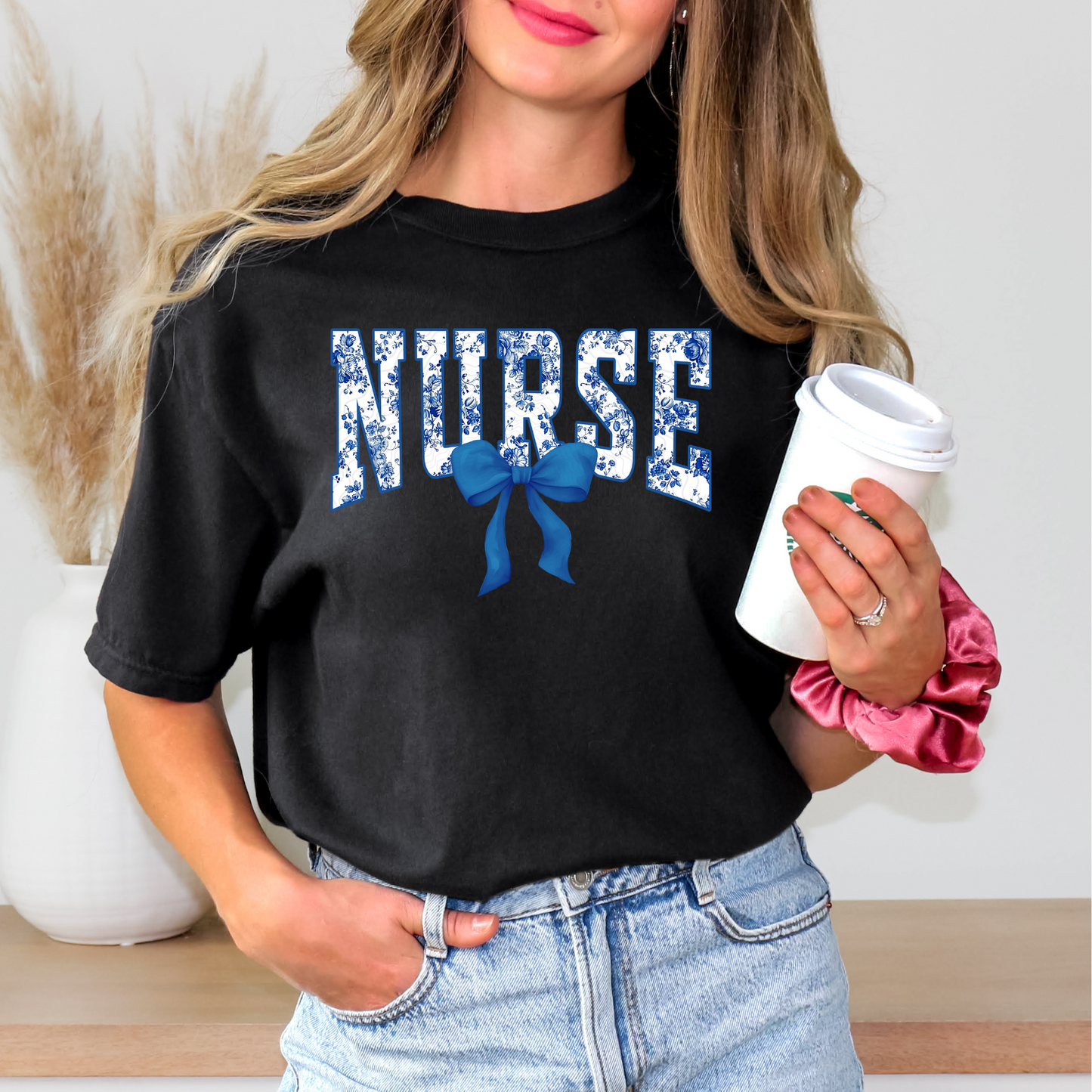 Nurse Blue Chinoiserie **DTF Transfer**