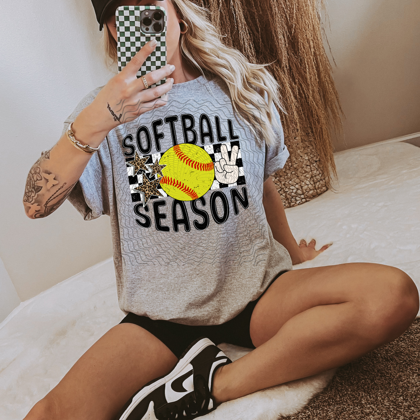 Softball Season Checkered **DTF Transfer**