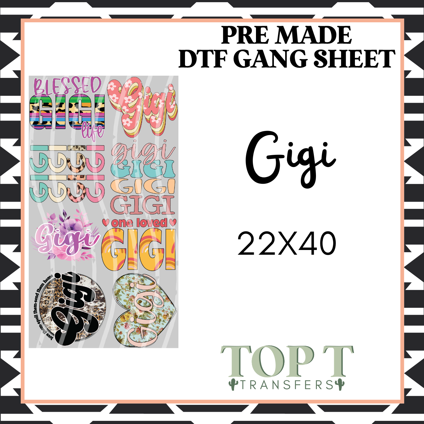 GIGI **Pre Made DTF Gang Sheet**