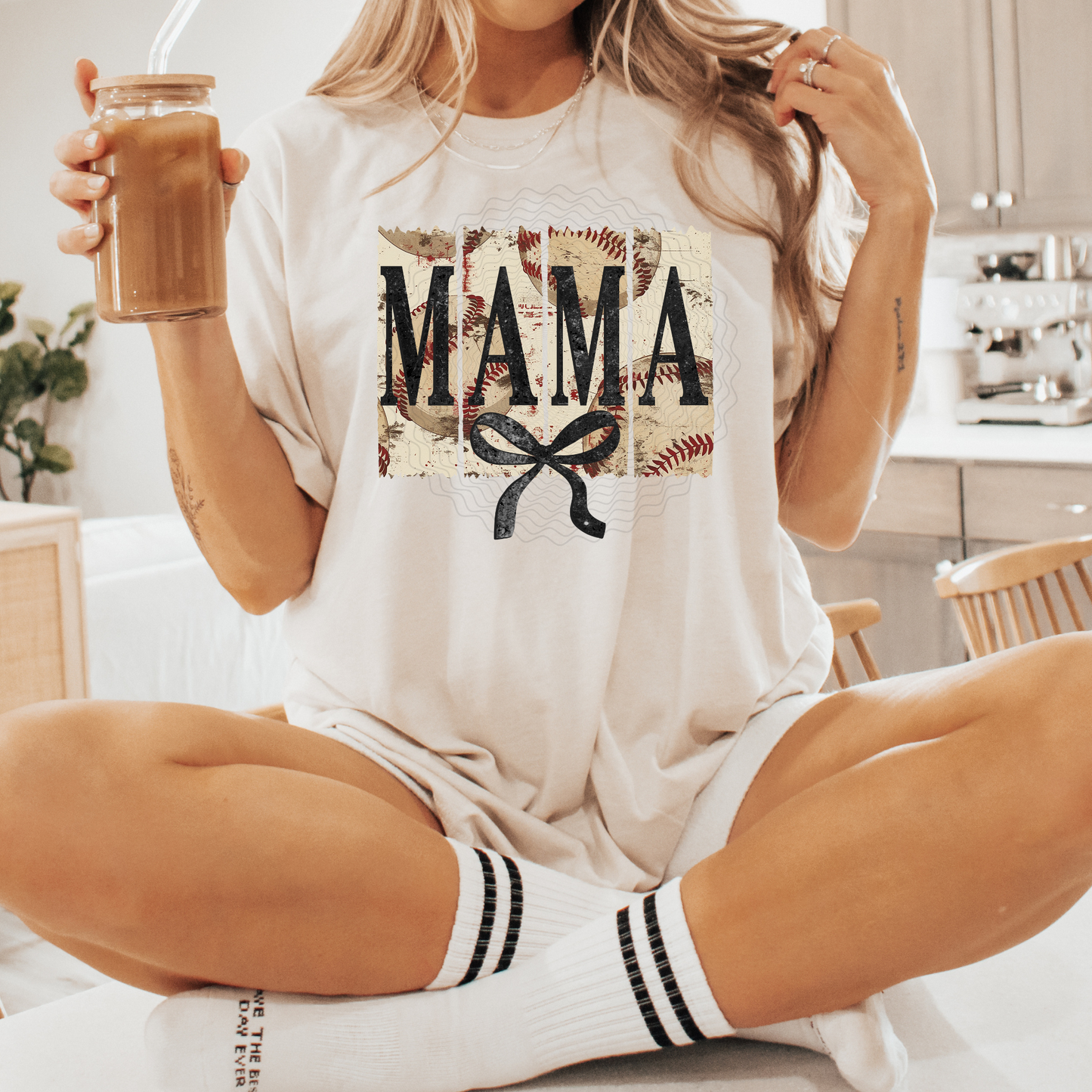 Baseball Vintage Mama Bow **DTF Transfer**