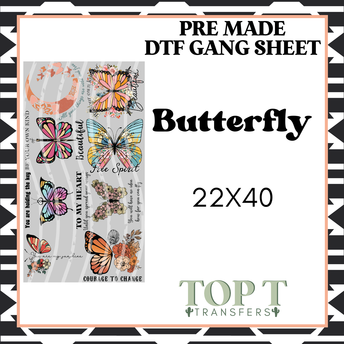 BUTTERFLY **Pre Made DTF Gang Sheet**
