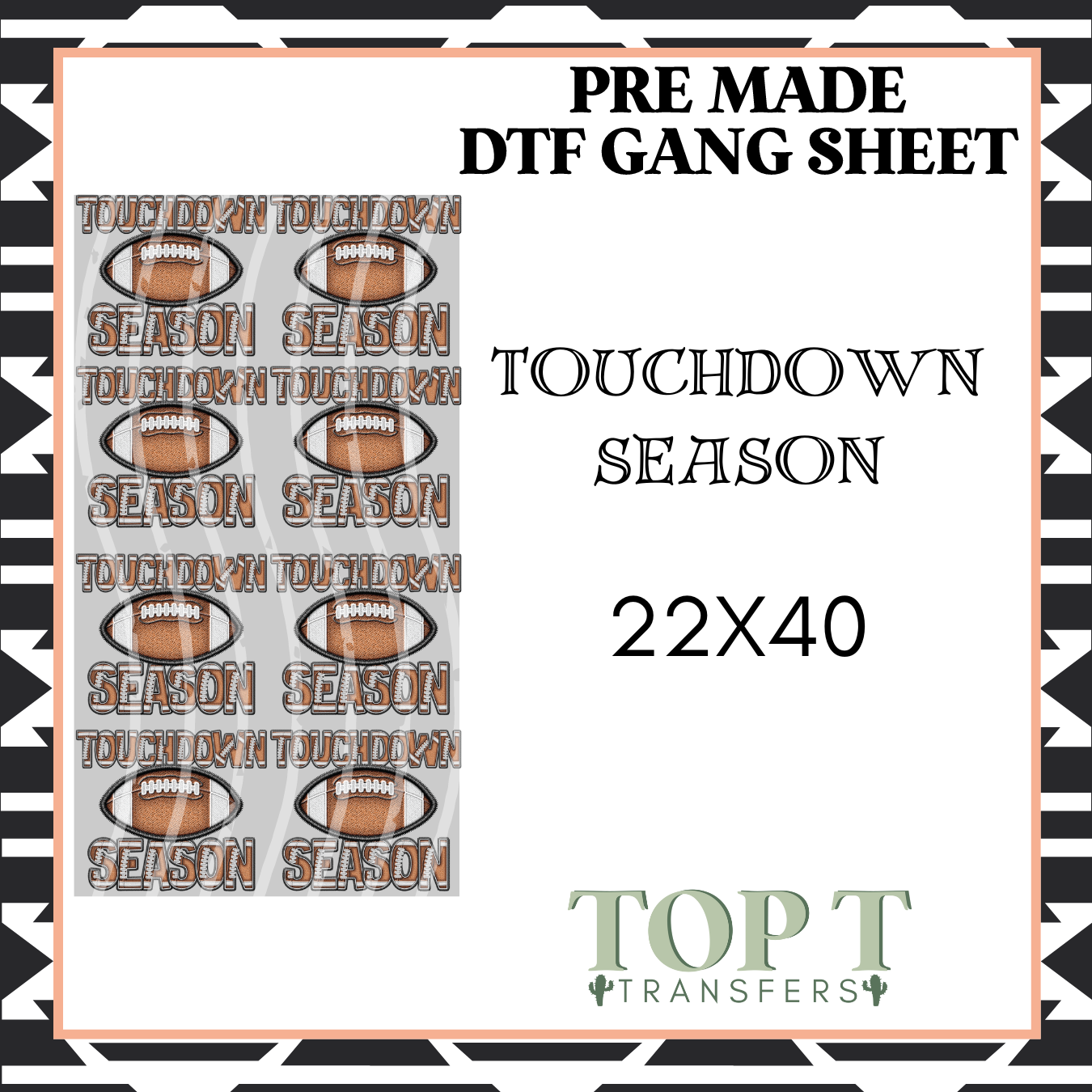 TOUCHDOWN SEASON **Pre Made DTF Gang Sheet**