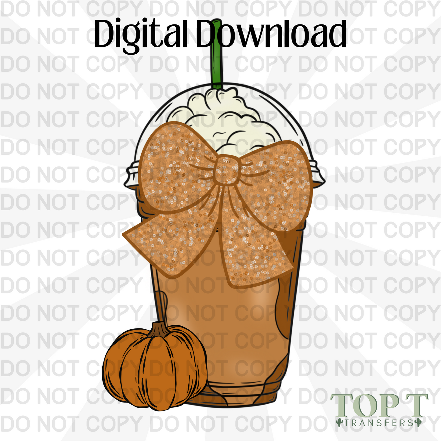 PUMPKIN BOW COFFEE - FAUX SEQUIN BOW (DIGITAL DOWNLOAD PNG)