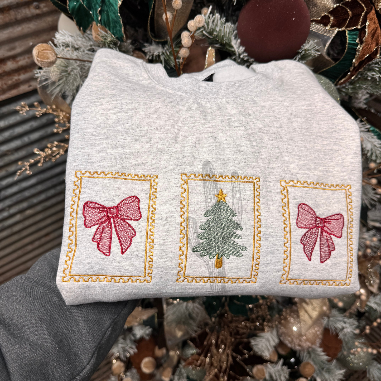 Christmas Stamps - Embroidered Crewneck