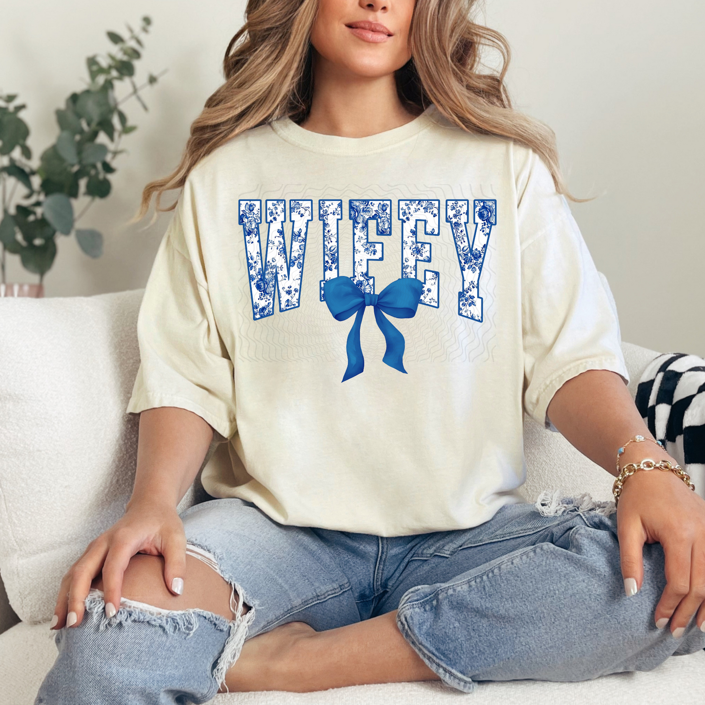 Wifey Blue Chinoiserie **DTF Transfer**