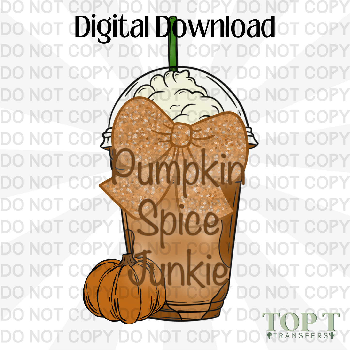 PUMPKIN SPICE BOW COFFEE - FAUX SEQUIN BOW (DIGITAL DOWNLOAD PNG)