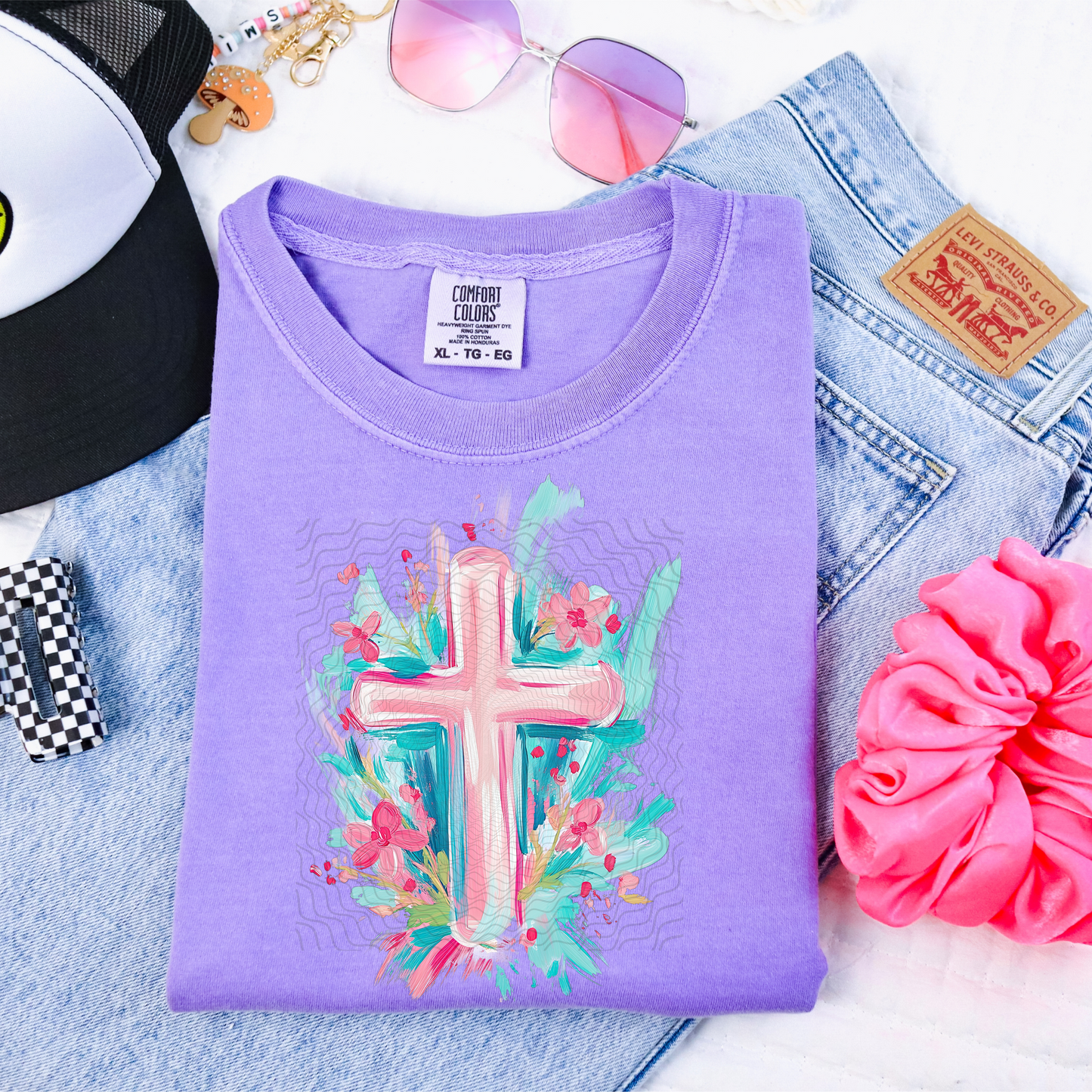 Floral Watercolor Cross **DTF Transfer**
