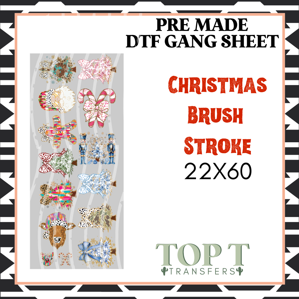 CHRISTMAS BRUSH STROKE **Pre Made DTF Gang Sheet**