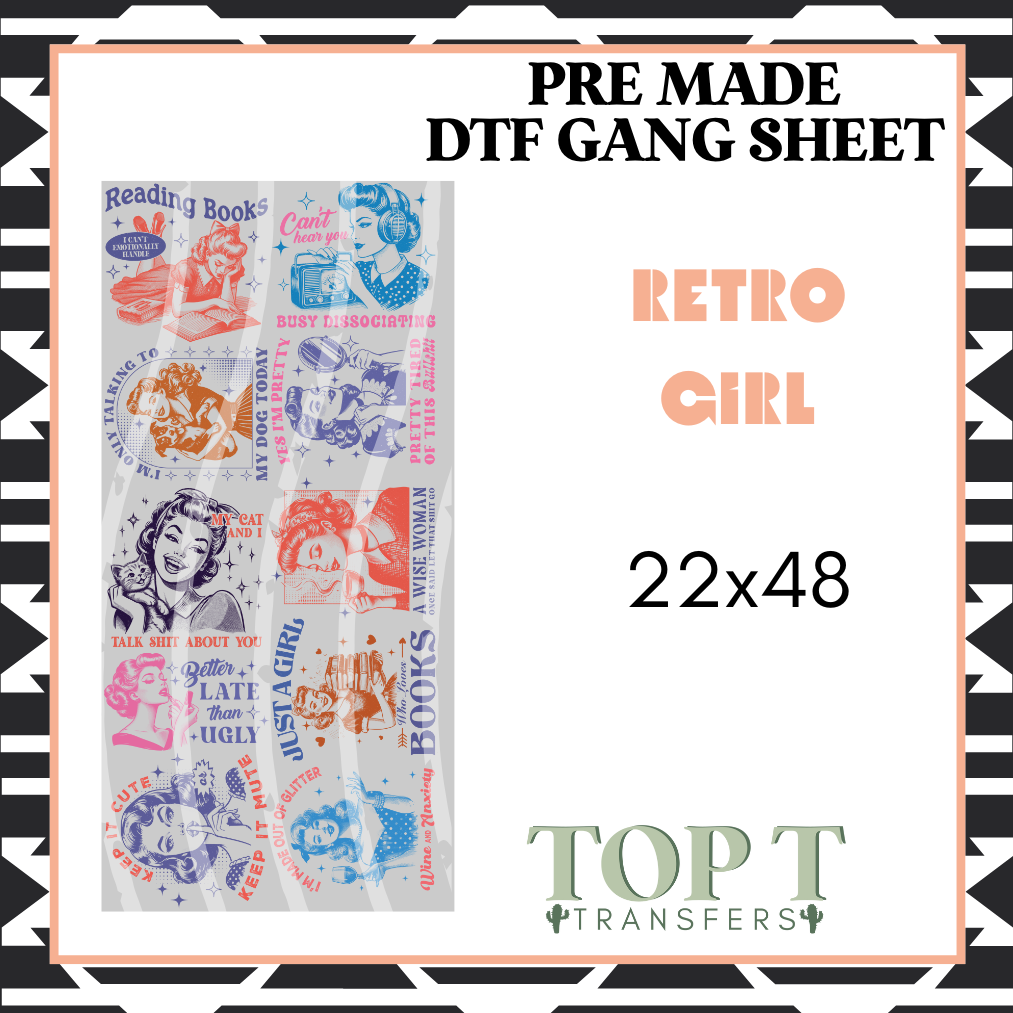 RETRO GIRL **Pre Made DTF Gang Sheet**