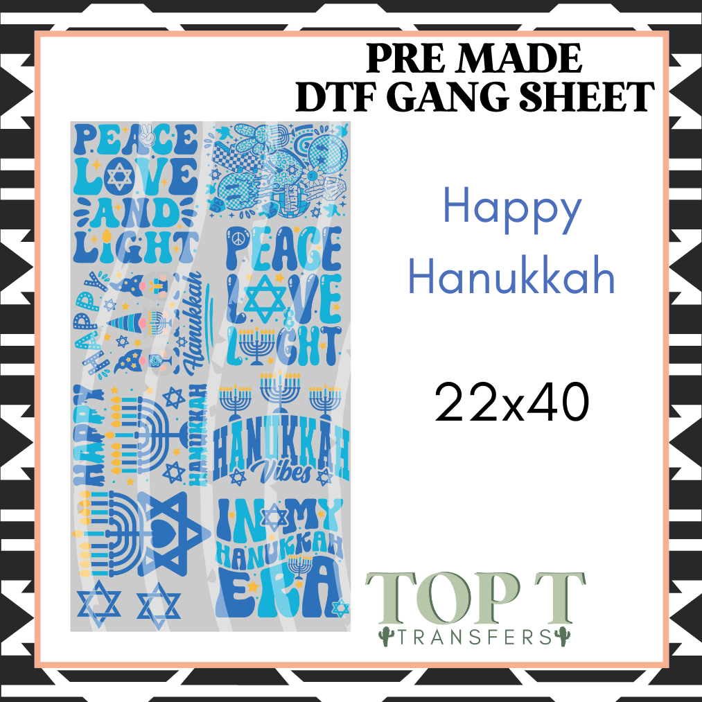 HAPPY HANUKKAH **Pre Made DTF Gang Sheet**