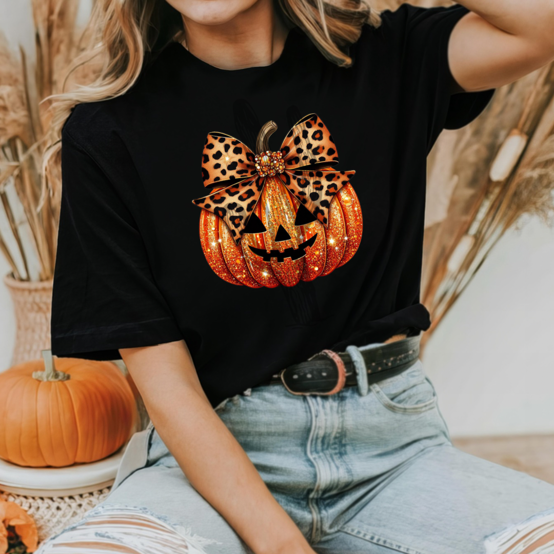 Leopard Bow Pumpkin **DTF Transfer**
