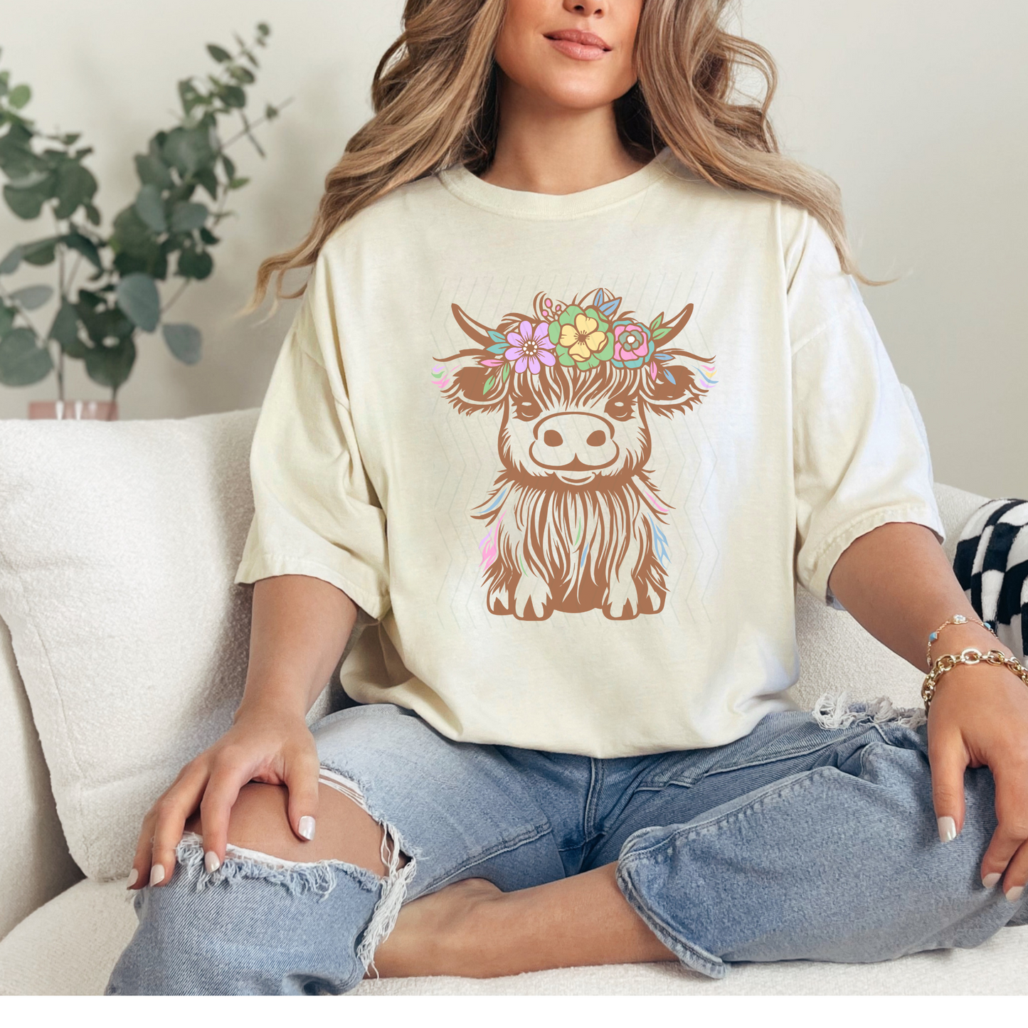 Floral Highland **DTF Transfer**