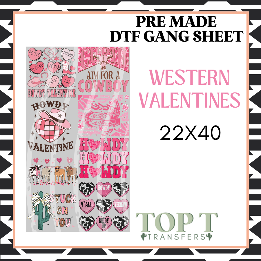 WESTERN VALENTINES **Pre Made DTF Gang Sheet**