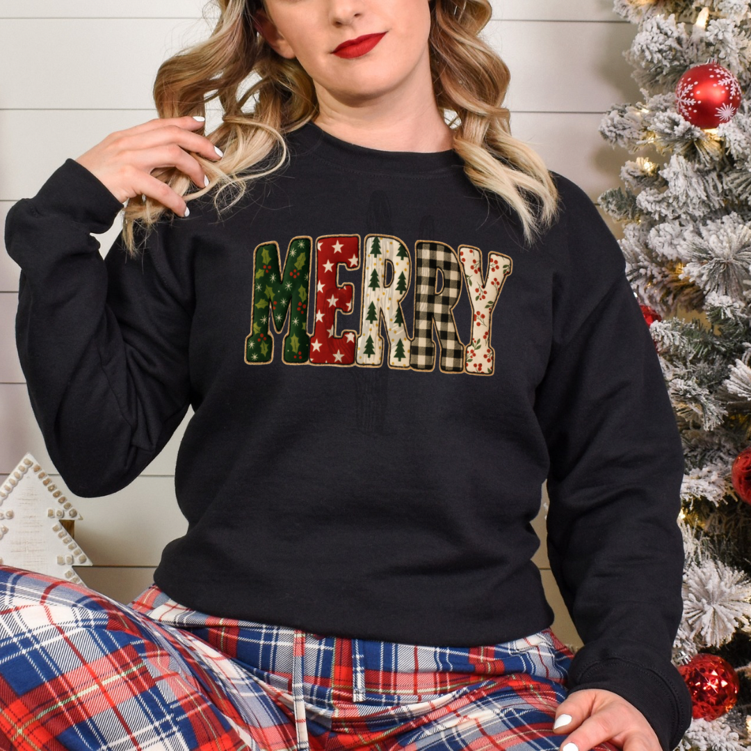 Faux Stitch Merry **DTF Transfer**