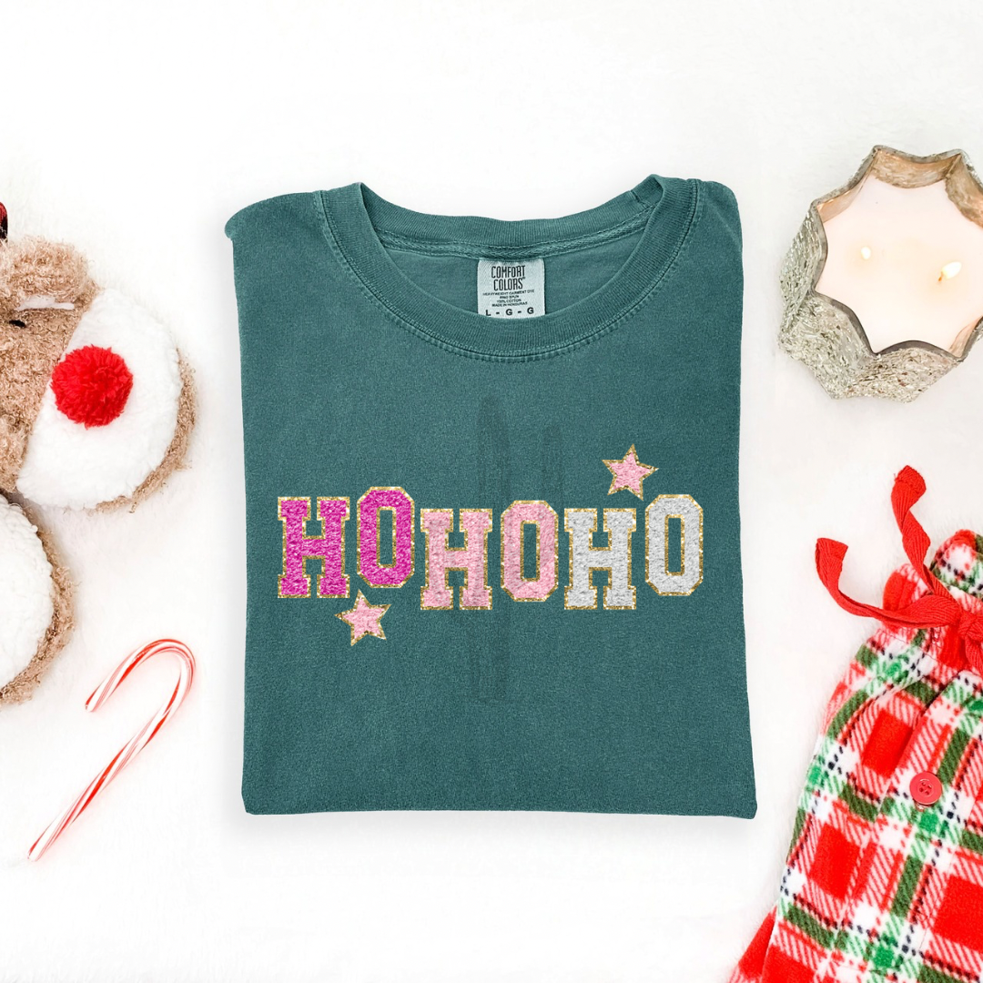 Faux Chenille Ho Ho Ho **DTF Transfer**