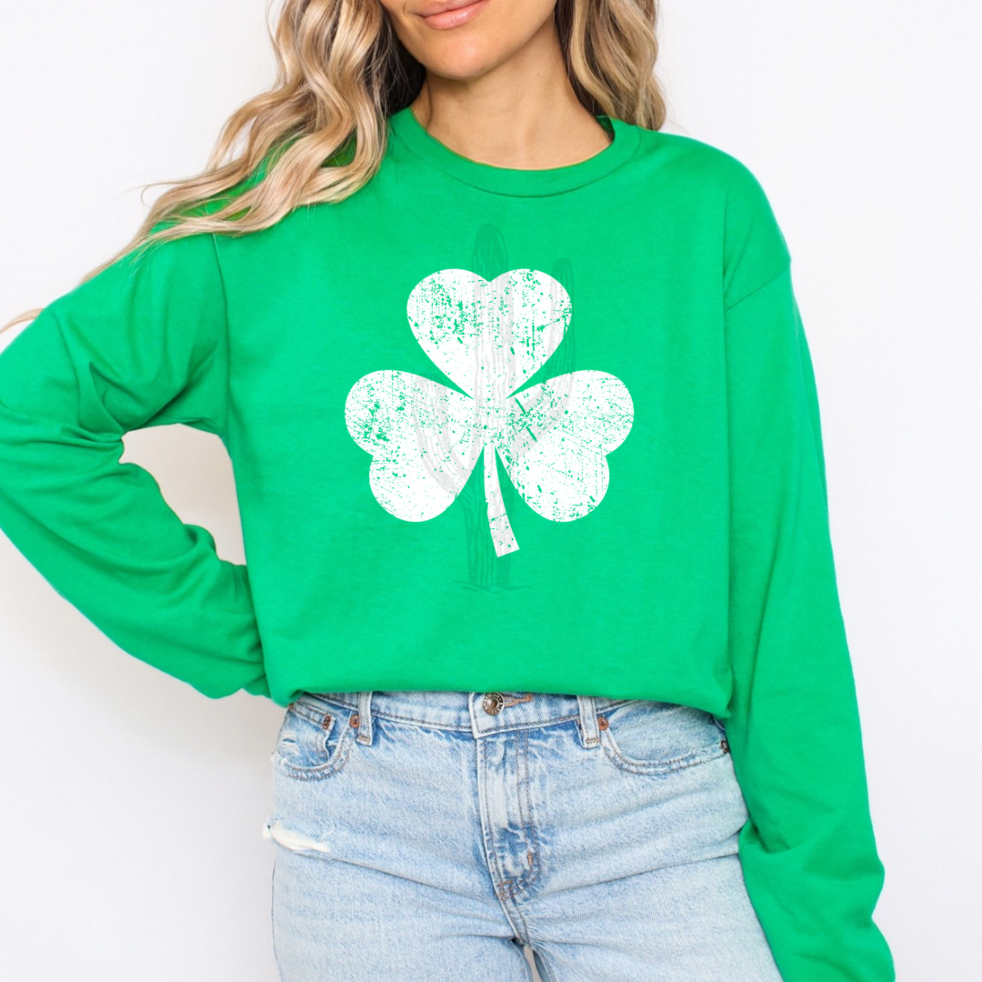 White Distressed Clover **DTF Transfer**