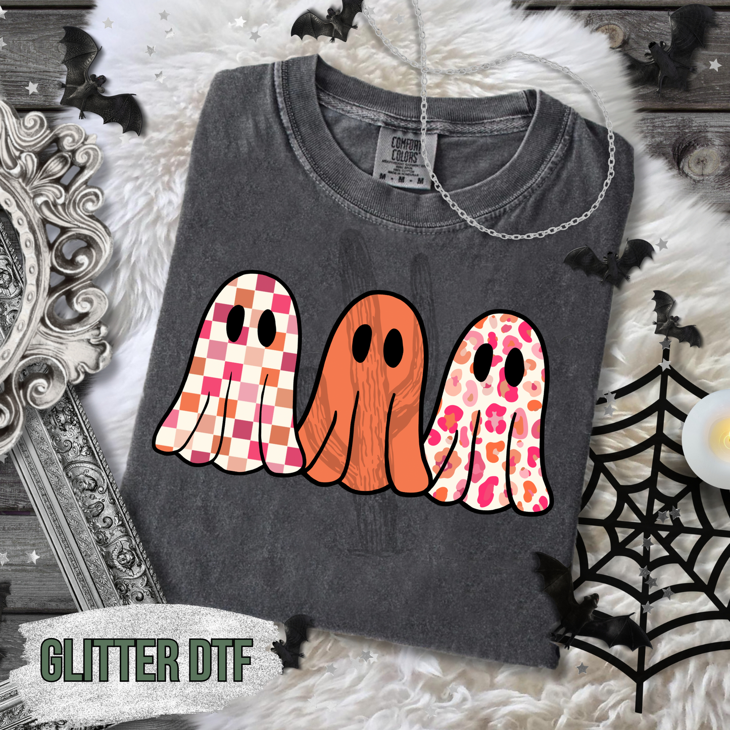 3 Ghost **Glitter DTF Transfer**