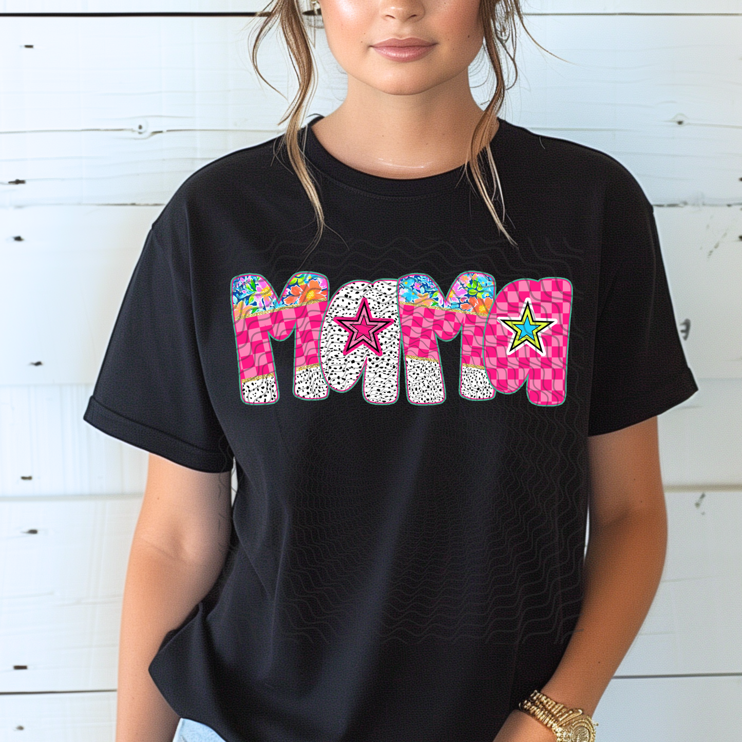 Checkered Star Preppy Mama **DTF Transfer**