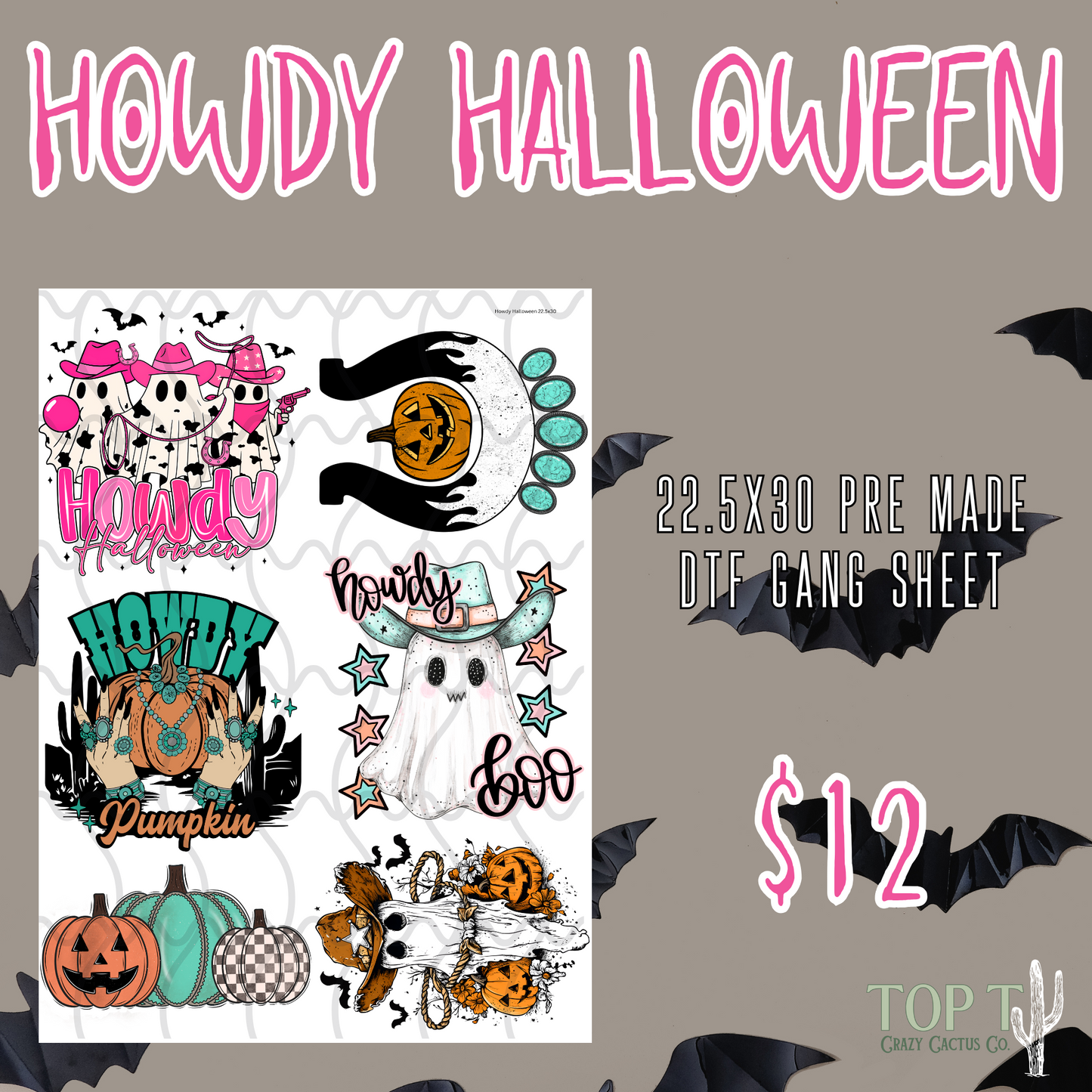 Howdy Halloween **Pre Made DTF Gang Sheet**