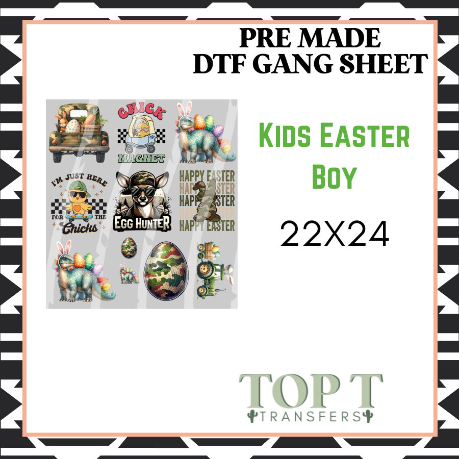 Kids Easter Boy **Pre Made DTF Gang Sheet**