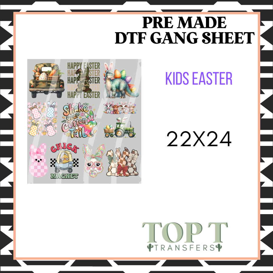 Kids Easter **Pre Made DTF Gang Sheet**