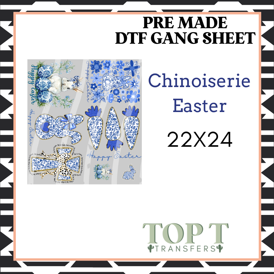 Chinoiserie Easter **Pre Made DTF Gang Sheet**