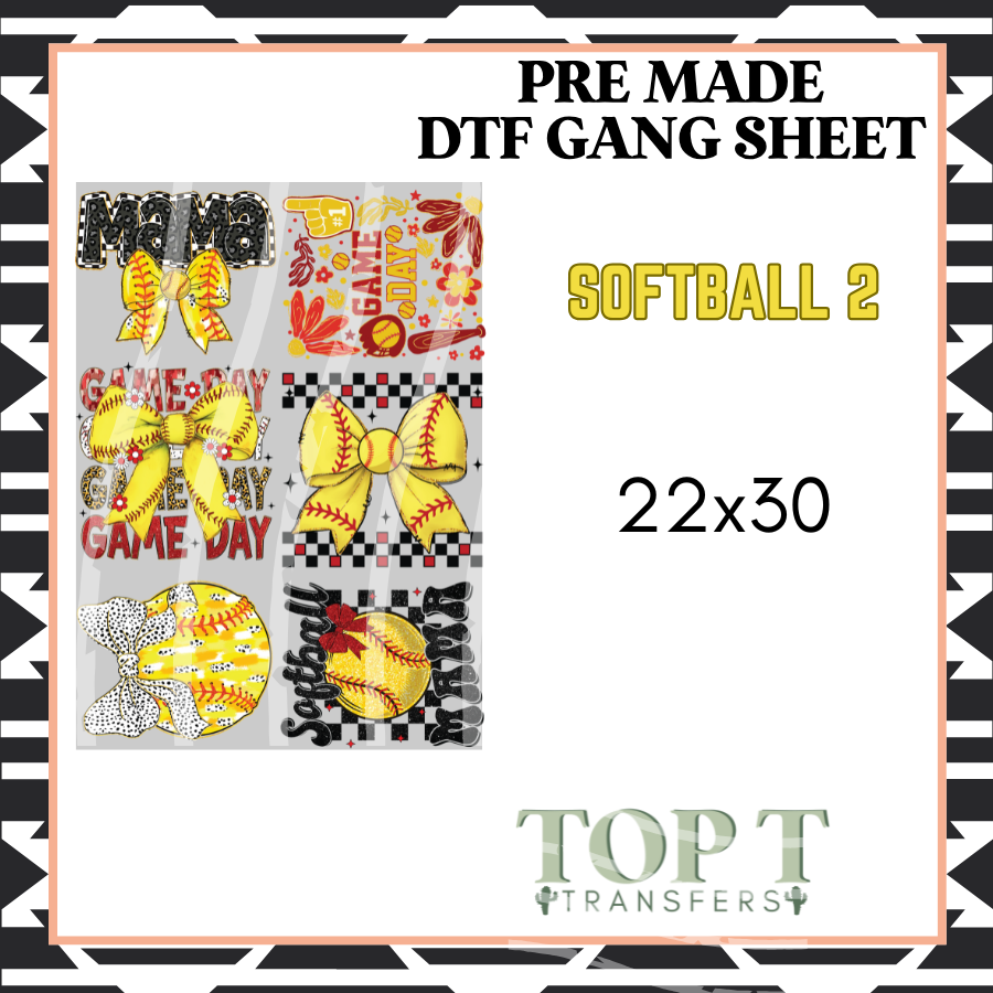 Softball 2 **Pre Made DTF Gang Sheet**