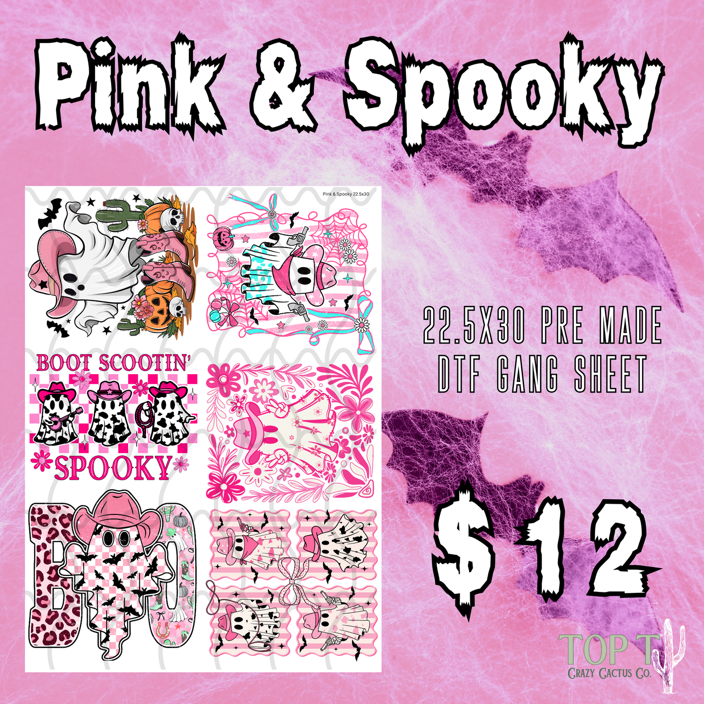 Pink & Spooky **Pre Made DTF Gang Sheet**