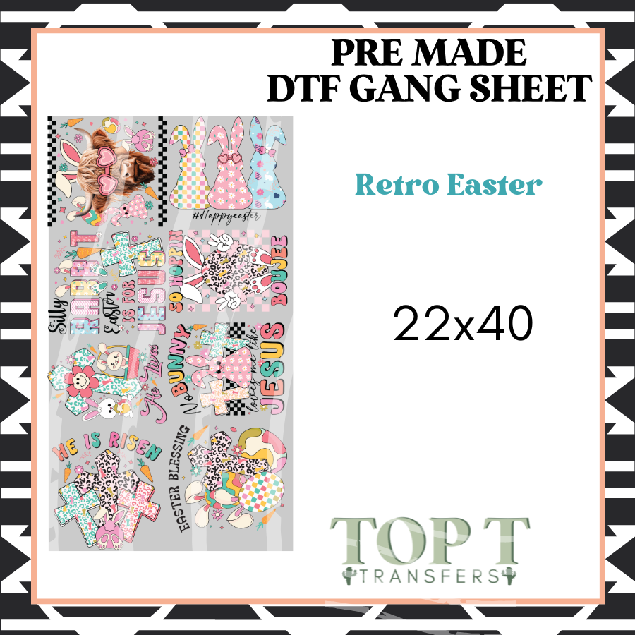 Retro Easter **Pre Made DTF Gang Sheet**