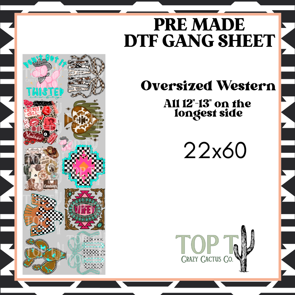 Oversized Western **Pre Made DTF Gang Sheet**