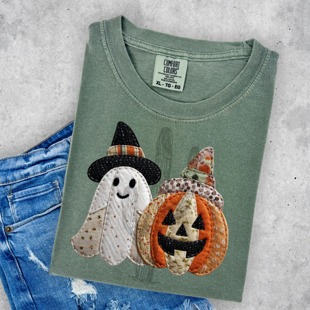 Quilt Ghost & Pumpkin **DTF Transfer**