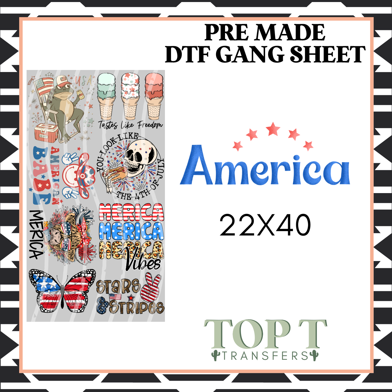 AMERICA **Pre Made DTF Gang Sheet**
