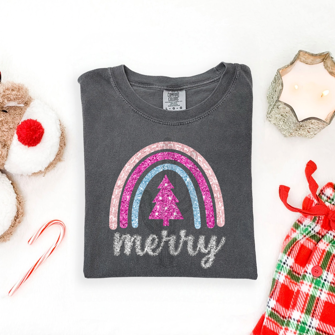 Faux Glitter Merry **DTF Transfer**