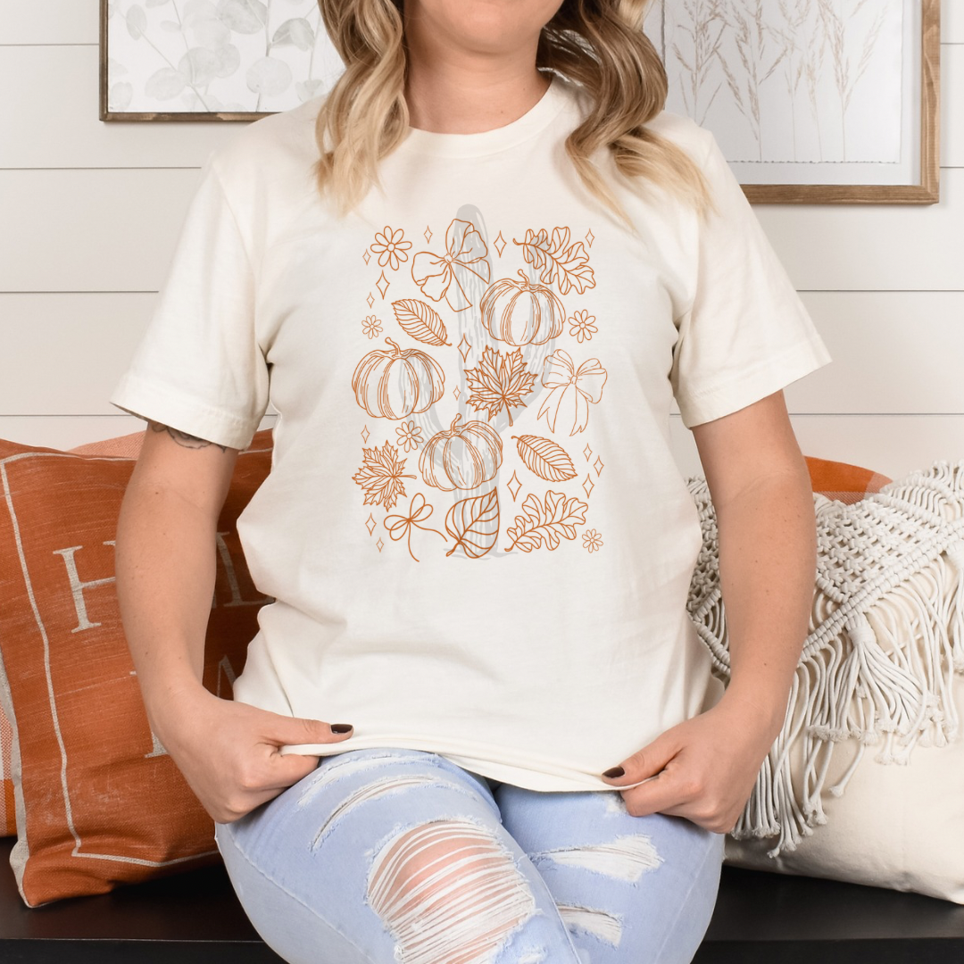 Fall Doodles **Screen Print Transfer** Metallic Copper ink