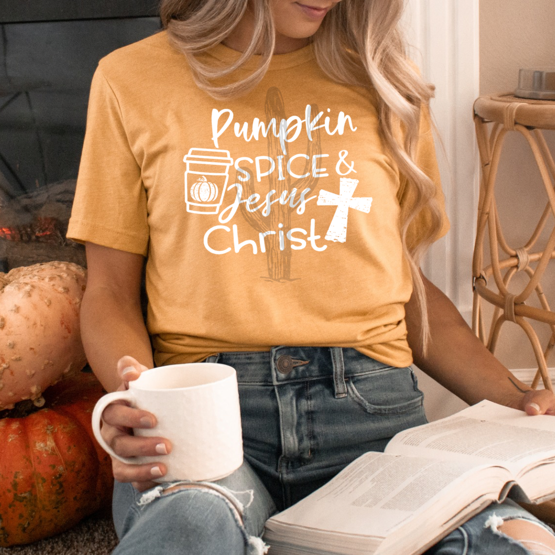 Pumpkin Spice & Jesus Christ **Screen Print Transfer** White ink