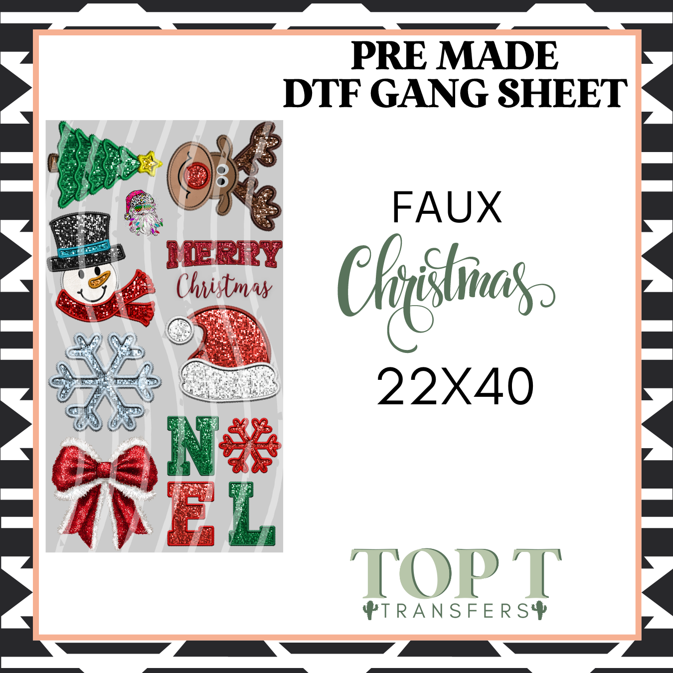 FAUX CHRISTMAS **Pre Made DTF Gang Sheet**