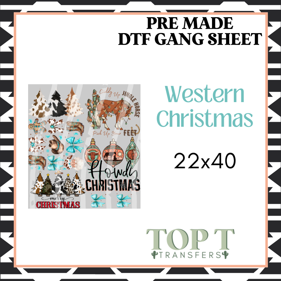WESTERN CHRISTMAS **Pre Made DTF Gang Sheet**