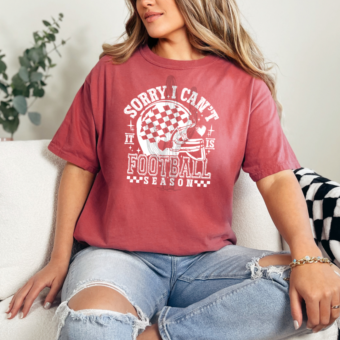 Sorry I Can’t It Is Football Season **Screen Print Transfer** White ink