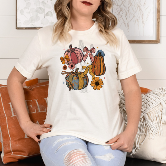 Floral Pumpkins & Bows **DTF Transfer**