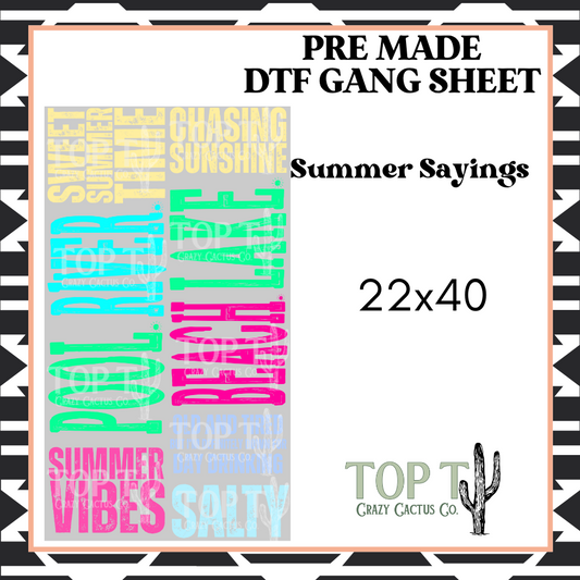 Summer Sayings **Pre Made DTF Gang Sheet**