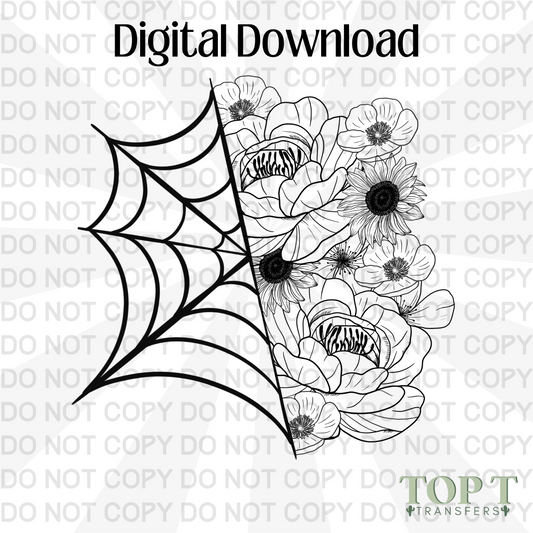 SINGLE COLOR SPIDERWEB FLORAL (DIGITAL DOWNLOAD PNG)