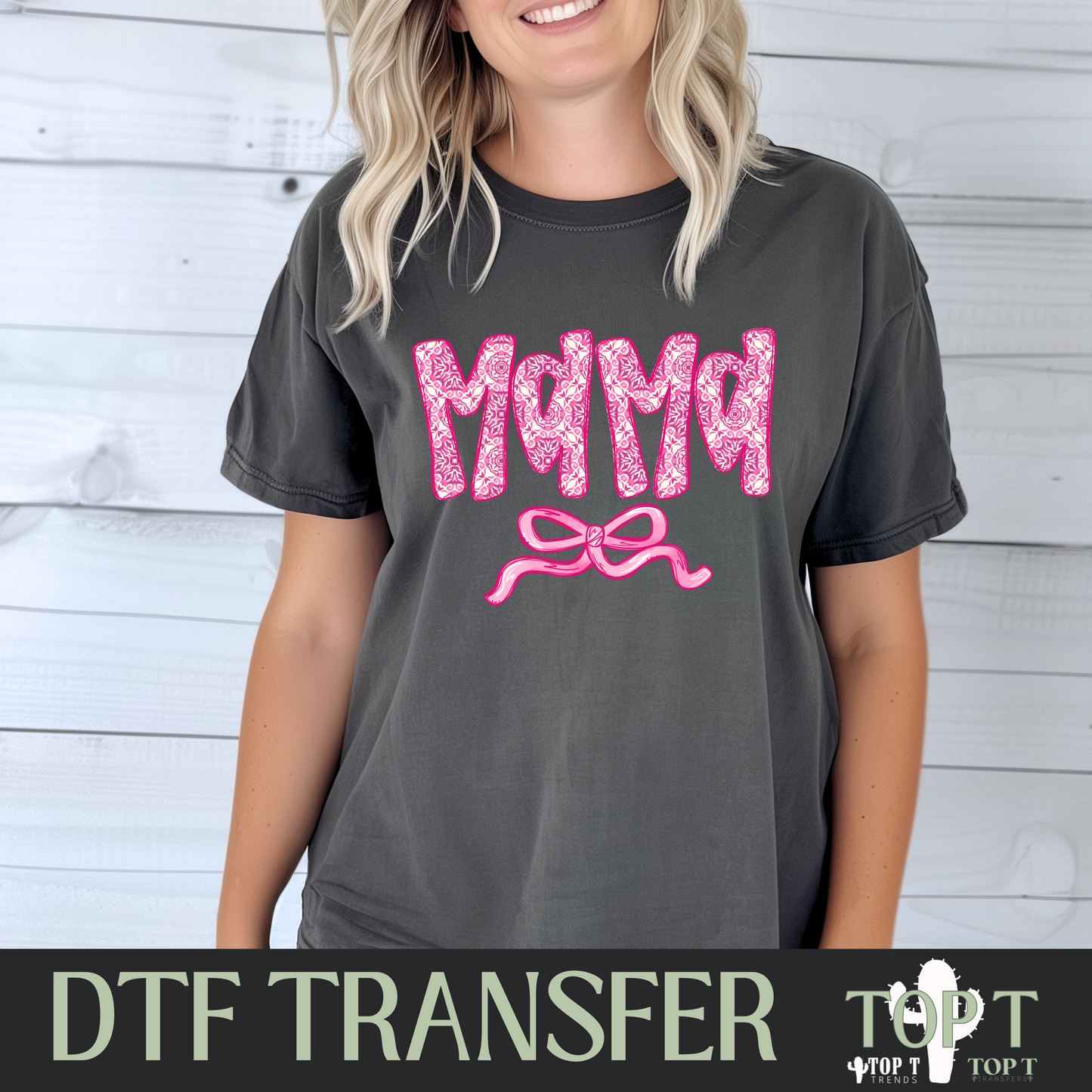 Mama With Bow Pink I DTF Transfer I 2-5 Business Day TAT