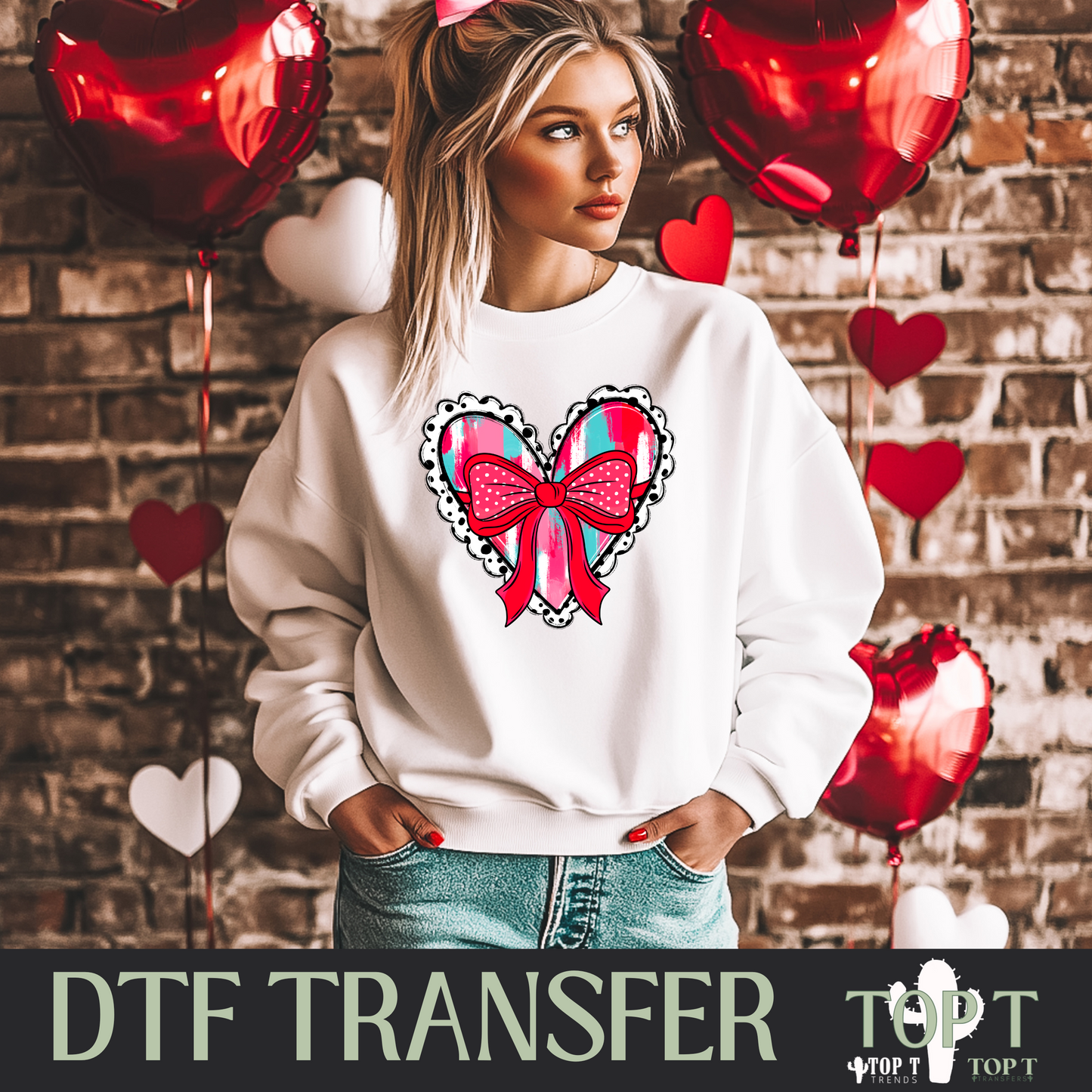 Heart Bow I DTF Transfer I 2-5 Business Day TAT