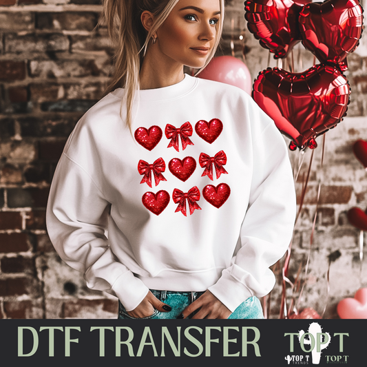 Bow Heart Grid I DTF Transfer I 2-5 Business Day TAT