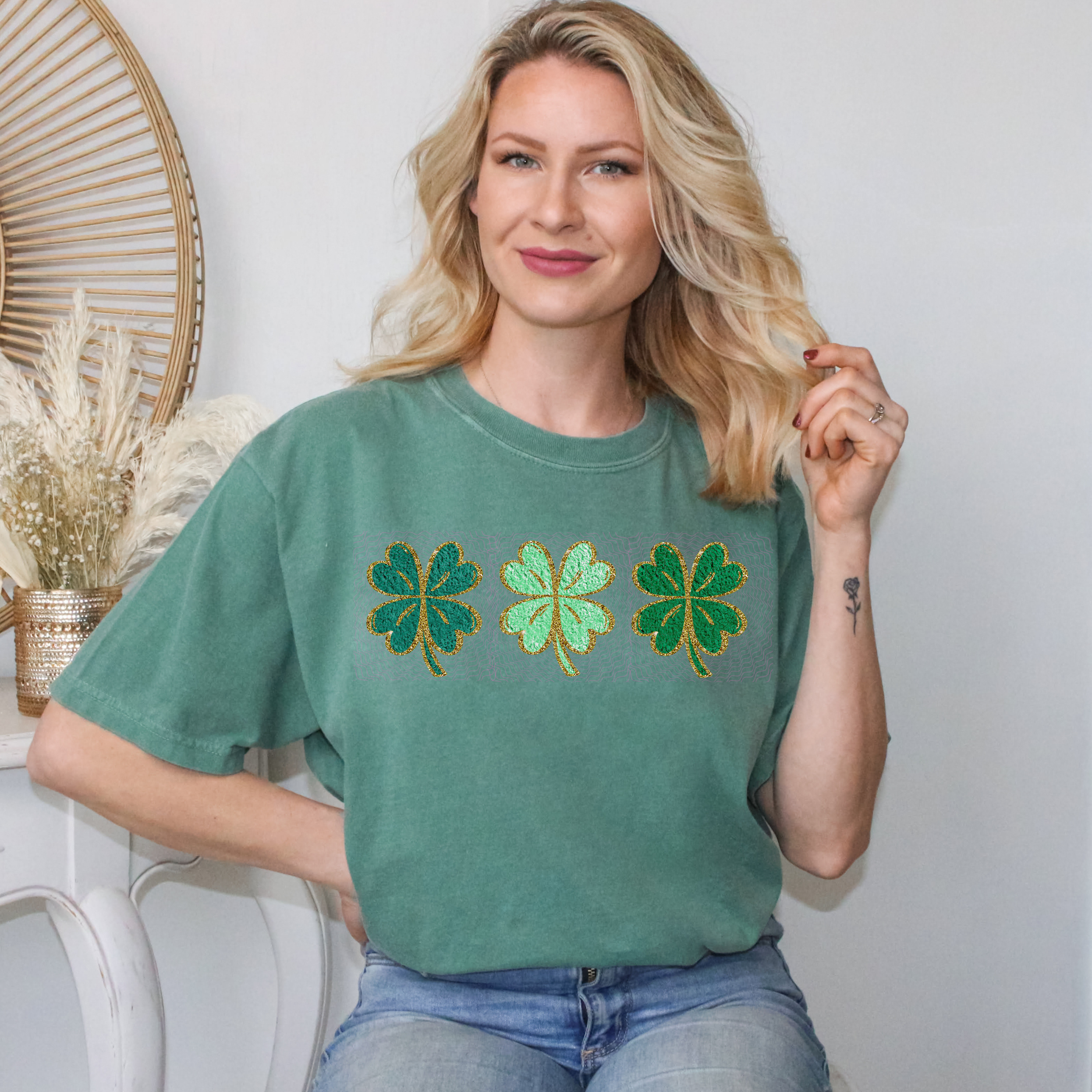 Faux Chenille Clovers **DTF Transfer**