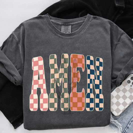 Checkered Amen **DTF Transfer**