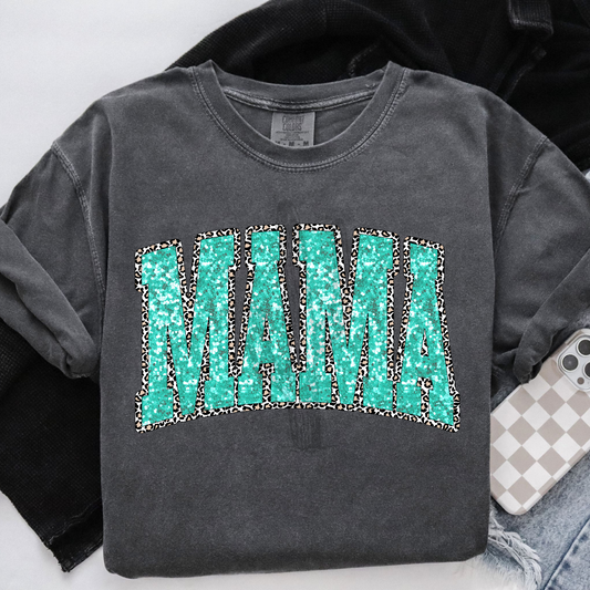 Faux Glitter Teal Mama **DTF Transfer**