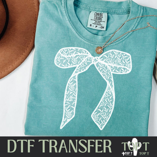 White Lace Bow I DTF Transfer I 2-5 Business Day TAT